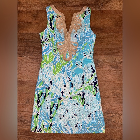 Lilly Pulitzer Janice Shift Dress Spa Blue Let’s Cha Cha - Picture 10 of 16
